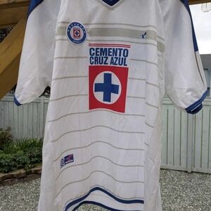 Vintage 'PEPSI' Cemento Cruz Azul Soccer Jersey L/XL Telcel White Blue 2005/06